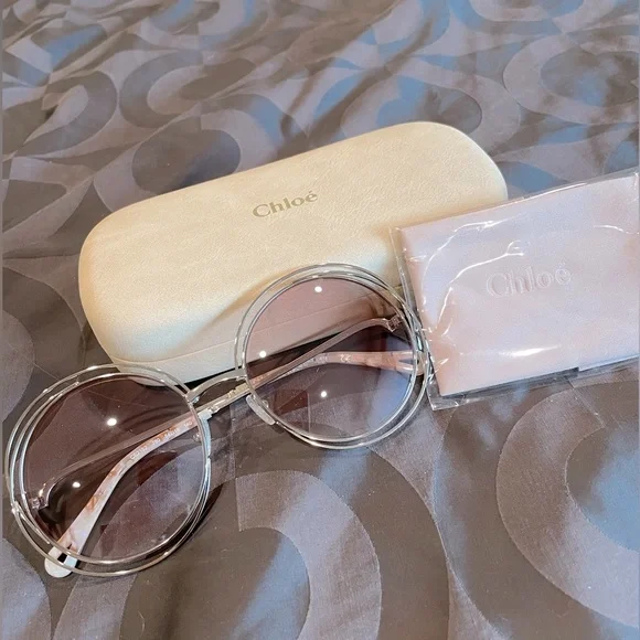Chloé Carlina Sunglasses Peach Gradient Chloé CE120SD Carlina Sunglasses In Gold Frame With Peach  main image 4